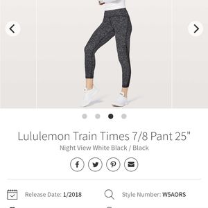 LULULEMON - Train Times 7/8 Legging - Night View - Size 4